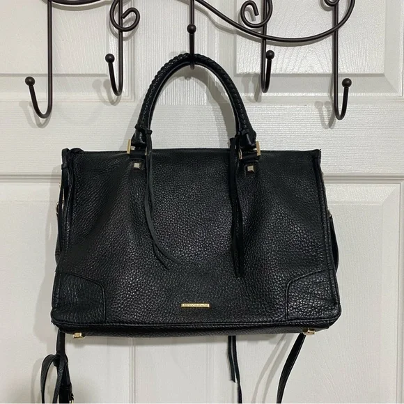 Rebecca Minkoff Large Regan Satchel Tote Black Gold